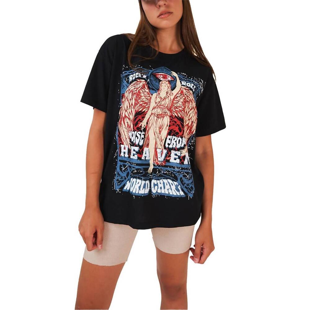 NEW AMBAR rock n roll relaxed fit t-shirt in black